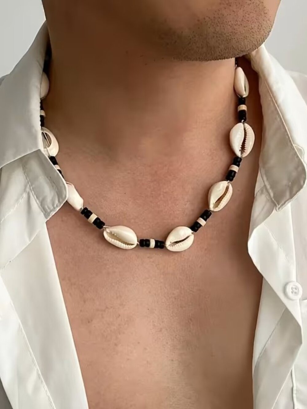 Boho Shell Choker Necklace Mens Surfer Beach Necklace Coastal Hawaiian Jewelry